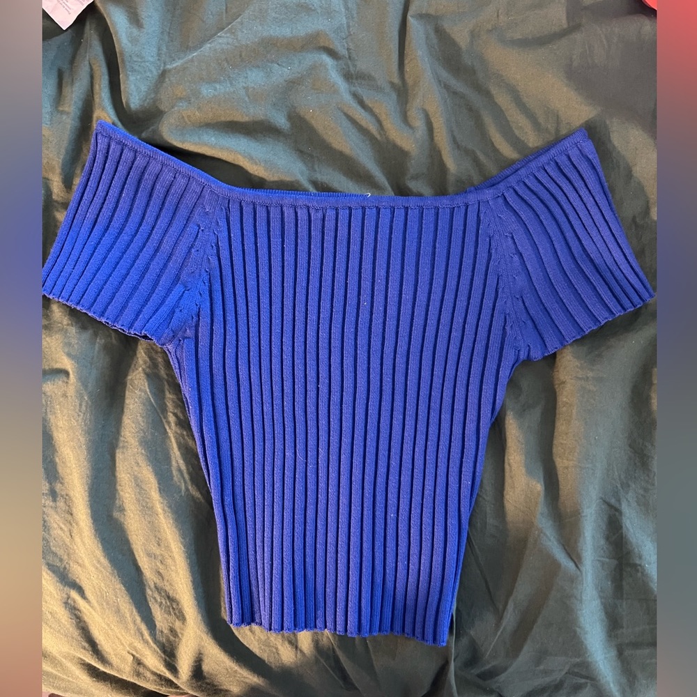 Off the Shoulder Blue Top